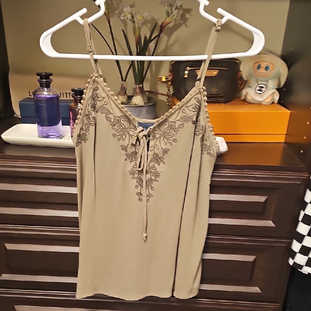 Daytrip Tan Embroidered Camisole